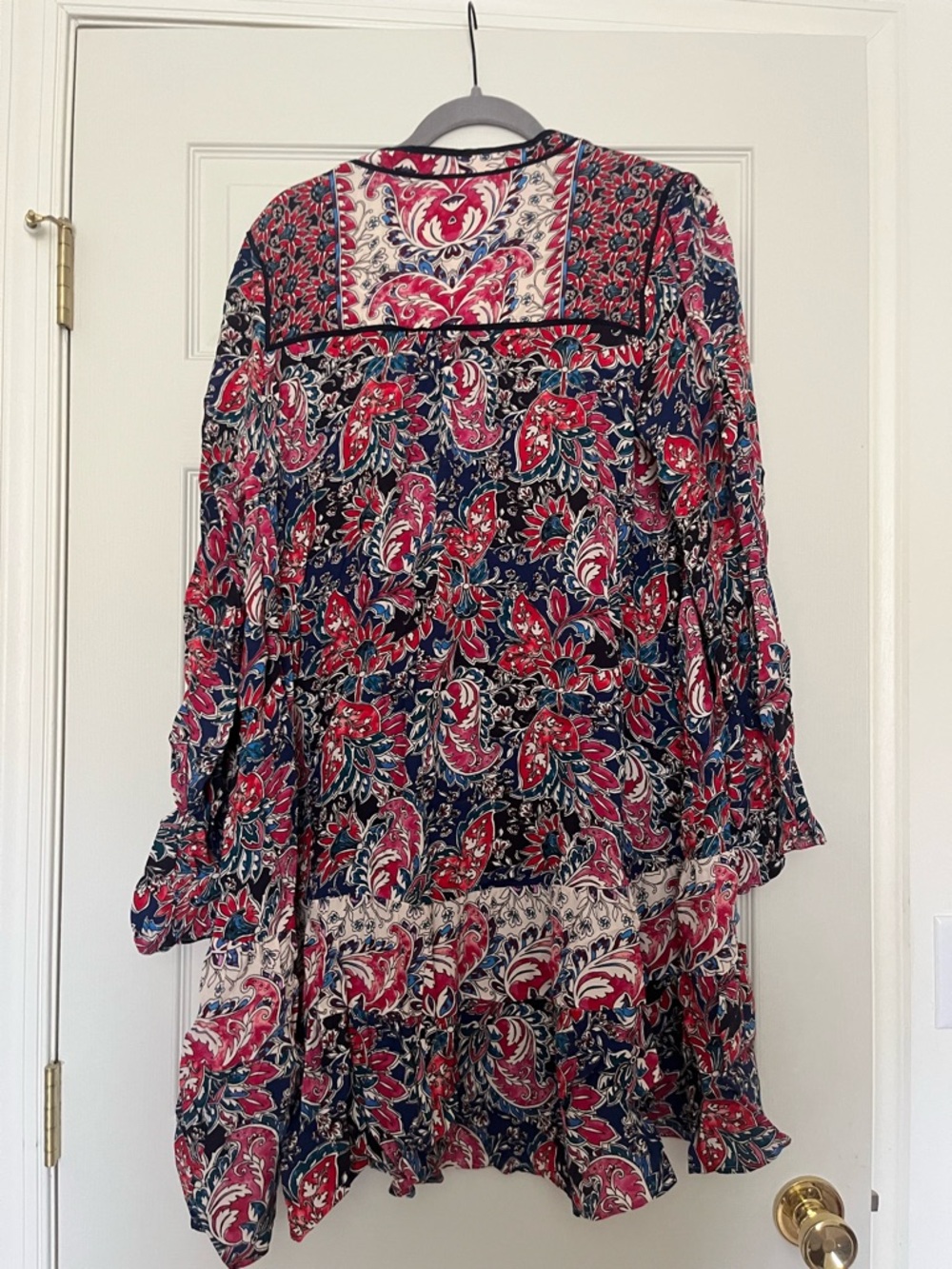 Anthropologie Navy, Red and Cream Floral Boho Dress - Picture 2 of 5